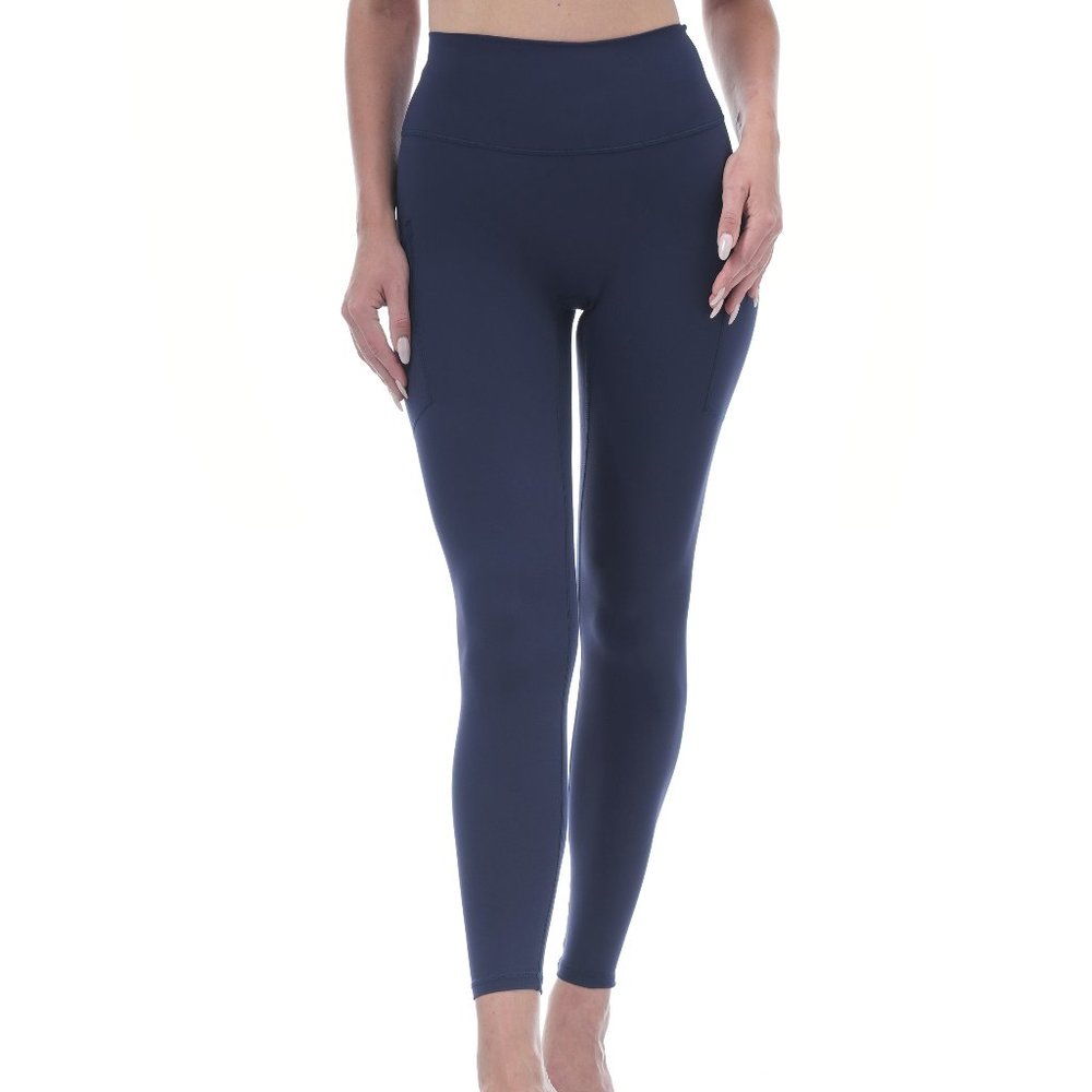 Allsense Women's Full Length High Waist Leggings Yoga Pants w/ Pocket Navy